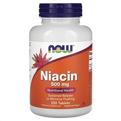 NOW Foods, ниацин, 500 мг, 250 таблеток