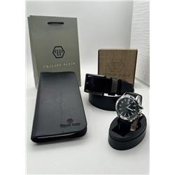 Подарочный набор для мужчины ремень, кошелёк, часы и коробка 2020545