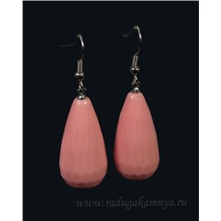 Серьги из коралла розового капля гр.15*30мм