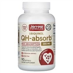 Jarrow Formulas, QH-Absorb, убихинол, максимальное усвоение, 200 мг, 90 капсул