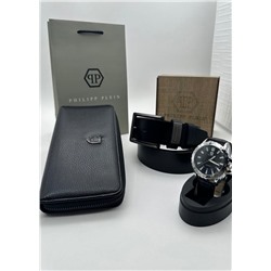 Подарочный набор для мужчины ремень, кошелёк, часы и коробка 2020531
