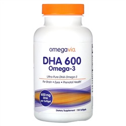 OmegaVia, ДГК 600, омега-3, 120 капсул