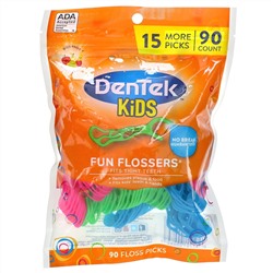 DenTek, Kids Fun Flossers, дикие фрукты, 90 зубочисток