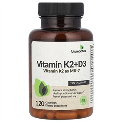 Futurebiotics, витамины K2 + D3 с витамином K2 в виде MK-7, 120 капсул