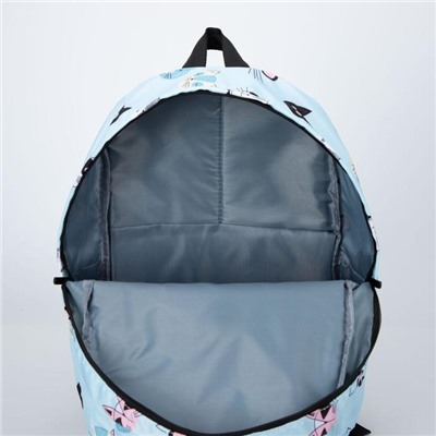 Рюкзак молодёжный из текстиля на молнии, 3 кармана, поясная сумка, цвет голубой