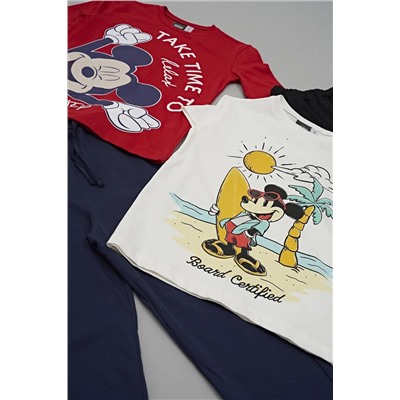 Детский комплект из 4 предметов: футболка, шорты, брюки с принтом Микки Мауса