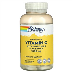 Соларай, витамин C с медленным высвобождением, с шиповником и ацеролой, 1000 мг, 250 растительных капсул