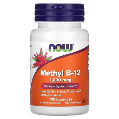 NOW Foods, Methyl B-12, метилкобаламин, 1000 мкг, 100 таблеток для рассасывания