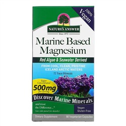 Nature's Answer, магний на основе морского происхождения, 500 мг, 90 вегетарианских капсул (250 мг в 1 капсуле)
