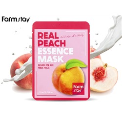 (Китай) Смягчающая тканевая маска с Персиком FarmStay Real Peach Essence Mask (упаковка 10шт)