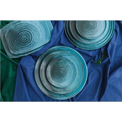 Тарелка обеденная Lykke turquoise, d=25 см, без борта, цвет бирюзовый