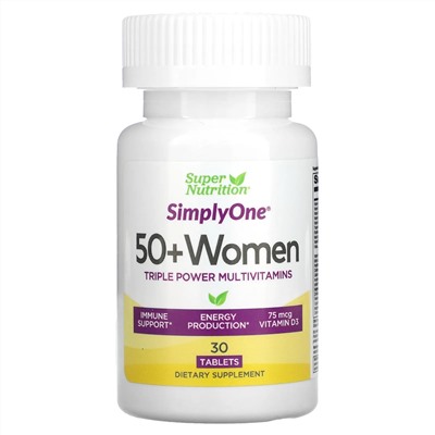 Супер Нутришн, SimplyOne, мультивитаминная добавка тройного действия для женщин старше 50 лет, 30 таблеток