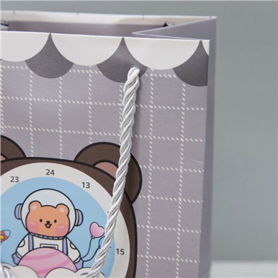 Пакет подарочный (XS) "Wish bear", grey (19.5*14.5*9.5)
