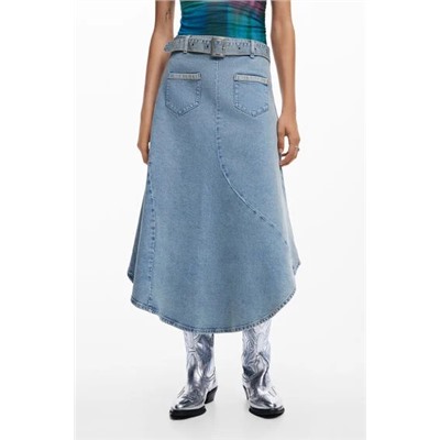 Asymmetric denim skirt