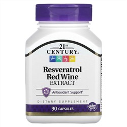 21st Century, Ресвератрол, экстракт плодов красного винного сорта винограда, 90 капсул