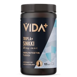 Усиленная форма цинка Vida+ Tripla Sinkki 25mg + B6 & C 120 таблеток