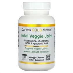 California Gold Nutrition, Total Veggie Joint Support Formula, с глюкозамином, хондроитином, МСМ и гиалуроновой кислотой, 90 растительных капсул
