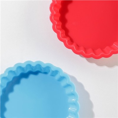 Форма силиконовая для выпечки Доляна «Рифлёный круг», 11×2,5 см, цвет МИКС