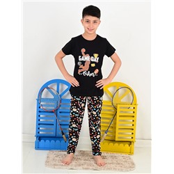 Пижамный комплект с короткими рукавами Vitmo для мальчика с круглым вырезом и принтом