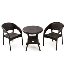 Набор садовой мебели "RATTAN Ola Dom": стол круглый диаметр 70 см + 2 кресла, коричневый