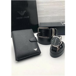 Подарочный набор для мужчины ремень, кошелёк, часы и коробка 2020567