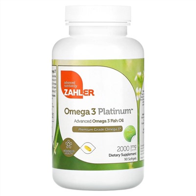 Zahler, Omega 3 Platinum, рыбий жир с омега-3, улучшенная формула, 1000 мг, 90 капсул