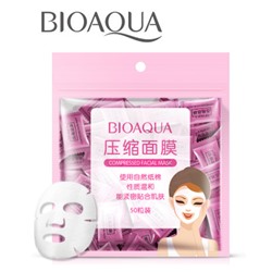 Набор прессованных ,сухих масок  -салфеток для лица, Bioaqua Compressed Facial Mask, 50 шт.