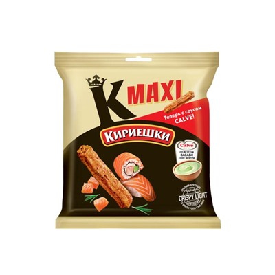 «Кириешки Maxi», сухарики со вкусом  роллов «Сяке маки» и с соусом со вкусом васаби «Calve», 75 г