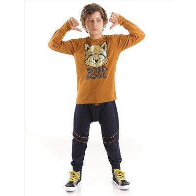 MSHB&G Комплект брюк и футболки для мальчика с изображением позолоченной лисы