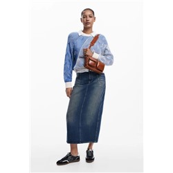 Denim midi skirt