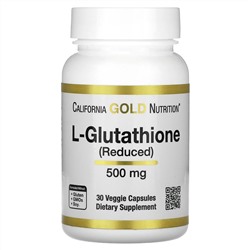California Gold Nutrition, L-глутатион (восстановленный), 500 мг, 30 растительных капсул