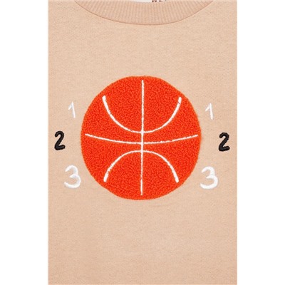 Бежевый свитшот для мальчиков Zepkids Basketball с вышивкой