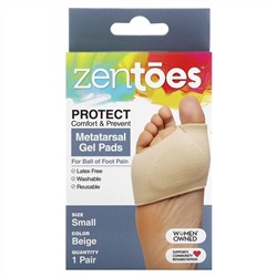 ZenToes, Гелевые подушечки для плюсны, от боли в стопе, универсальный размер, 1 пара