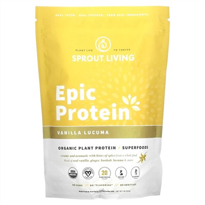 Sprout Living, Epic Protein, ваниль и лукума, 455 г (1 фунт)