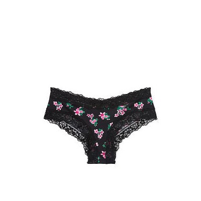Lace-Waist Cotton Cheeky Panty in Classic