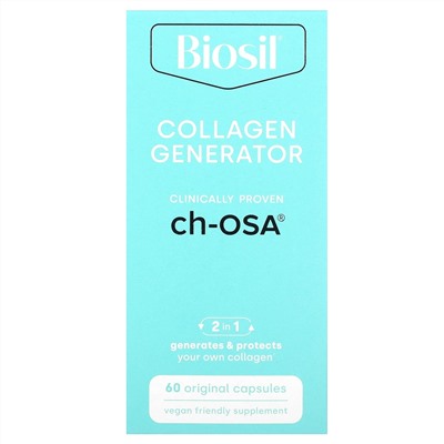 BioSil, Collagen Generator, средство для стимулирования производства коллагена, 60 оригинальных капсул