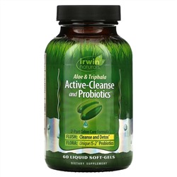 Irwin Naturals, Active-Cleanse and Probiotics, с алоэ и трифалой, 60 мягких желатиновых капсул с жидкостью