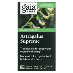 Gaia Herbs, Astragalus Supreme, 60 веганских фито-капсул с жидкостью