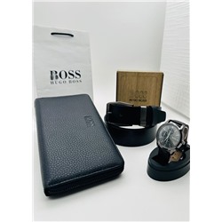 Подарочный набор для мужчины ремень, кошелёк, часы и коробка 2020532
