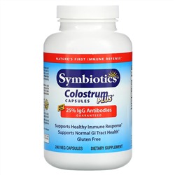 Symbiotics, Colostrum Plus, молозиво, 240 вегетарианских капсул