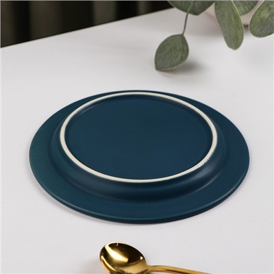 Тарелка керамическая пирожковая «Морская гладь», d=15,5 см, цвет синий