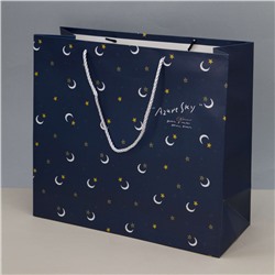 Пакет подарочный (M) "Azure sky starry", dark blue (35*33*15)