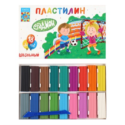 Пластилин 18 цветов, 270 гр, стек, картонная коробка Стадион Парк развлечений ПЛ-Ш18-270