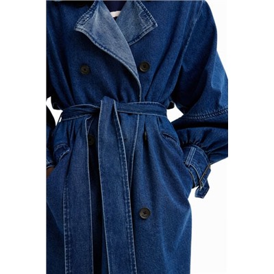 Oversize denim trench coat