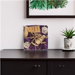 Набор сухоцветов из натуральных материалов с ароматом лаванды «Вещицы», короб 13×13×6 см