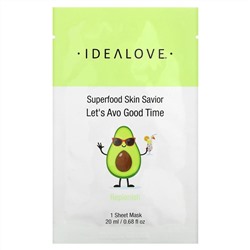 Idealove, Superfood Skin Savior, Let's Avo Good Time, 1 тканевая маска, 20 мл (0,68 жидк. Унции)