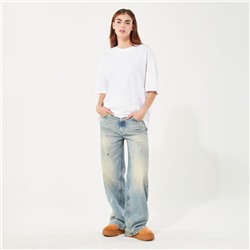 Jeans - corte ancho - 100% algodón - azul denim claro