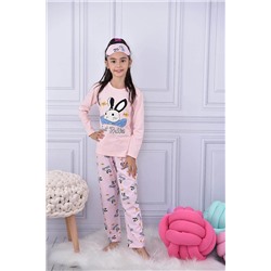 Пижамный комплект Pijakids Pink Bow с принтом кролика для девочек и повязкой на глазу 17025
