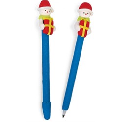 061-0200 Ручка шариковая-прикол, «Снеговик с подарком»