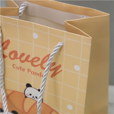 Пакет подарочный (XS) "Lovely cute panda", orange (19.5*14.5*9.5)